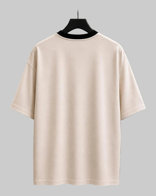 CORSACK Oversized Cotton T-Shirt with Contrast Collar & Embroidered Logo