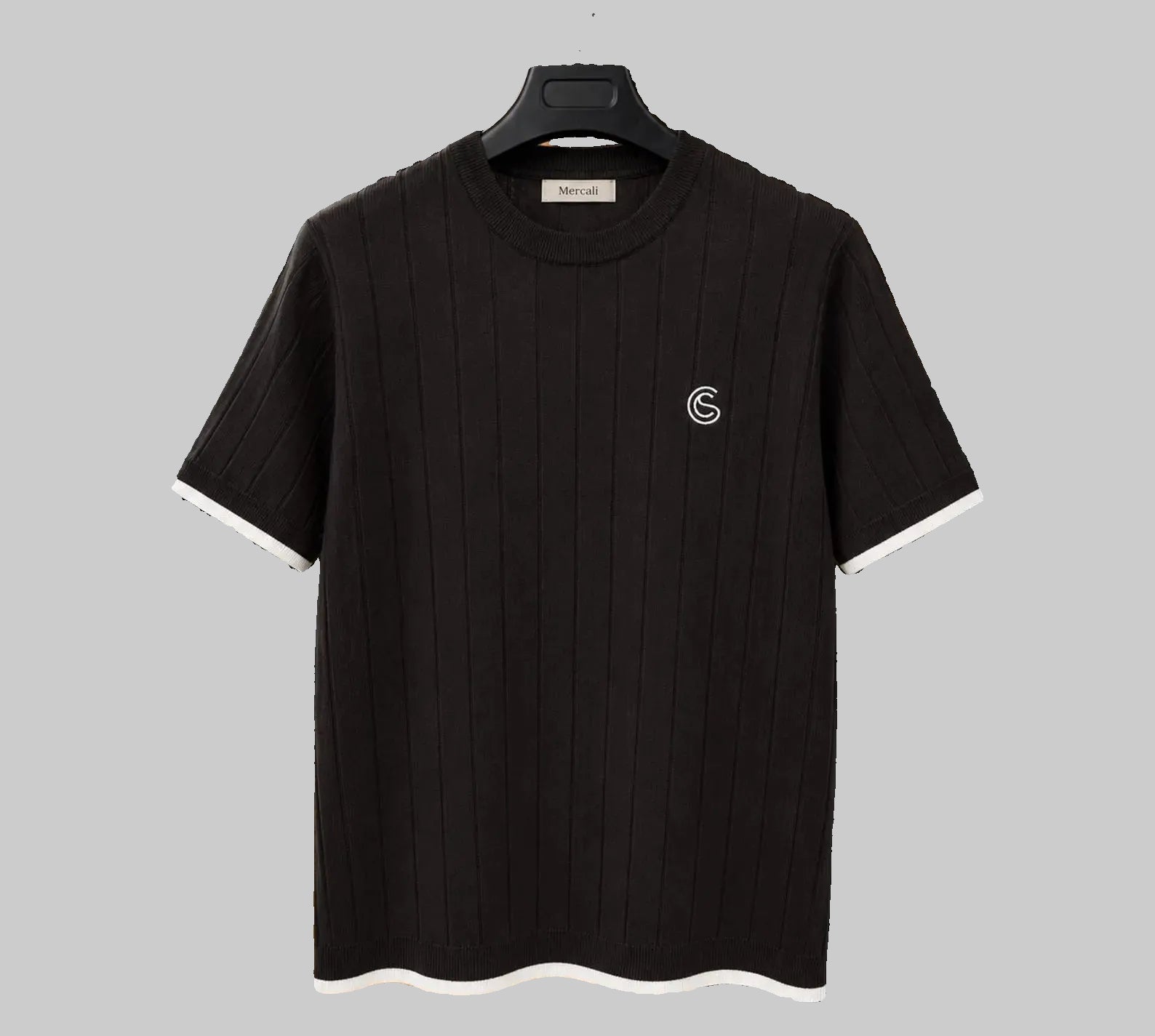 CORSACK Ribbed Knit T-Shirt: 100% Cotton, Tailored Fit, Contrast Trim