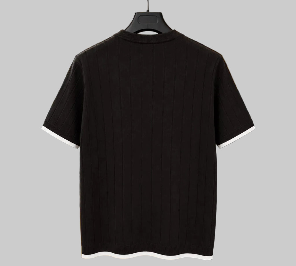CORSACK Ribbed Knit T-Shirt: 100% Cotton, Tailored Fit, Contrast Trim