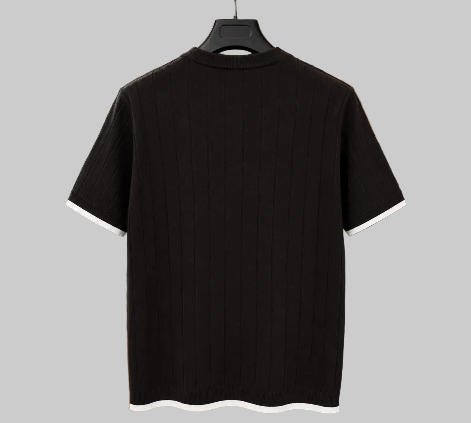 CORSACK Ribbed Knit T-Shirt: 100% Cotton, Tailored Fit, Contrast Trim